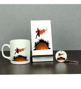 Basketbol Antrenörü Üçlü Set (Kupa + Telefon Standı + Anahtarlık)