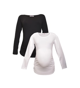 LuvmaBelly MYRA2301_2308 Hamile tshirt seti (Siyah - Beyaz)