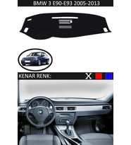 BMW 3 E90-E93 2005-2013 İçin Uygun Torpido Koruma Halısı Siyah Kenar Renk Siyah
