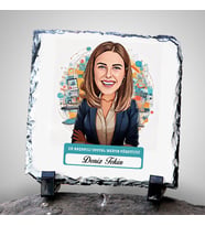 Kişiye Özel Hediye Karikatürlü En İyi Kadın Sosyal Medya Yöneticisi Dekoratif Taş