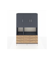 Hyperion Dolap 6 Raflı 6 Çekmeceli 3 Kapaklı 132x44x195 Antrasit-Antrasit/Çam