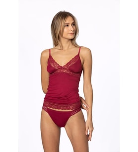 Kadın Dantelli Penye Atlet Külot / Kaşkorse Set - 310 Bordo