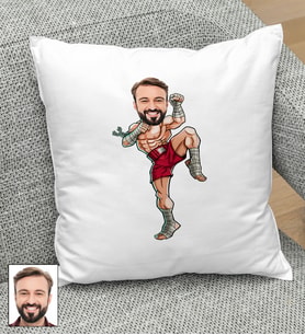 Kişiye Özel Kick Box Tasarımlı Karikatür Yastık 112