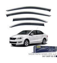 Niken Skoda Rapid Sedan Cam Rüzgarlığı Kromlu 4'Lü 2013+ Sonrası (Beyaz)
