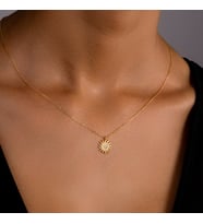 925 Ayar Gümüş Minimalist Güneş Kolye Altın Kaplamalı