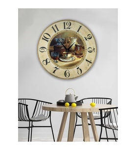 Retro Tasarımlı Duvar Saati 35x35 Cm (Desenli)