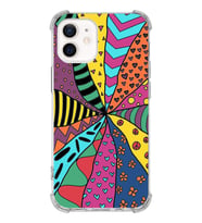 PrintiFy Apple iPhone 12 Uyumlu Retro Color 4 Baskılı Şeffaf Köşe Korumalı Antişok Kılıf