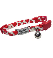 Güvenlik kilitli ( safety click ) Kedi tasması, kedi künyesi, kedi isimlik, sallanmayan kedi künyesi, isimli kedi tasması (Kırmızı)