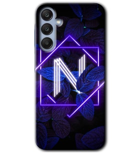 Galaxy A35 Kılıf HD Desen Baskılı Kılıf - Dark Neon Yaprak N Harfi