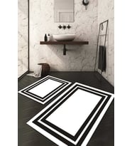 Dijital Baskılı Kaymaz Taban Yıkanabilir 2'li Klozet Takımı Banyo Paspası NDKZ-HS-171 (Beyaz)