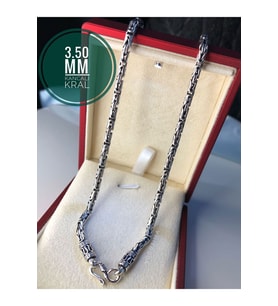 3.5mm Italyan Kancalı Kral Model Gümüş • Işıklı Kutuda Sevgiliye • Eşe Hediye Erkek Kolye Zincir
