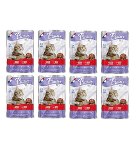 Plaisir 100Gr Pouch Beef and Dinde Sığır Hindi Etli 8Adet Kedi Maması