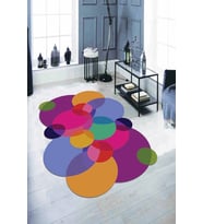 Çok Renkli Daire Desenli Kaymaz Taban Lazer Kesim Halı LZ24 - 100 x 160 cm