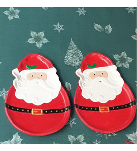 Dafniart Noel Baba Şeklinde Dekor Amaçlı Tabak 21×14 Kırmızı 2 li Dekor Tabak 21×14
