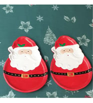 Dafniart Noel Baba Şeklinde Dekor Amaçlı Tabak 21×14 Kırmızı 2 li Dekor Tabak 21×14