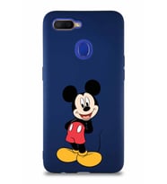 Oppo AX7 Soft Premier Kapak Mickey Mouse-B Tasarımlı Silikon Kılıf - Lacivert (Şeffaf)