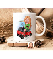 Bk Gift Kişiye Özel Golf Oyuncusu Karikatürlü Beyaz Kupa Bardak-5, Sevgiliye Hediye, Arkadaşa Hediye