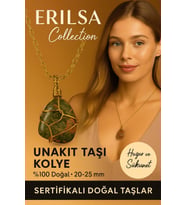 Sertifikalı Gold Tel Sargılı Doğal Unakit Taşı Kolye – Altın Kaplama Huzur ve Sükunet Taşı (Çok Renkli)