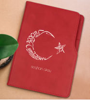 BK Gift Kişiye Özel Kaligrafi Atatürk Tasarımlı Kırmızı Termo Deri Not Defteri 15x21cm-1