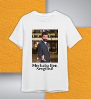 Kişiye Özel Merhaba Ben Sevgilisi Baskılı Pamuklu Beyaz Unisex Tişört Kendin Tasarla Baskılı Tişört