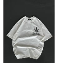 Kadın Baskılı T-Shirt Kısa Kol Bisiklet Yaka Oversize Rahat Kalıp Günlük Tişört - Beyaz