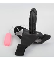 LilituShop 18 cm Belden Bağlamalı İçi Boş Titreşimli Testissiz Protez Siyahi Penis