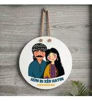 Xemla Deriyan - Kürtçe Hûn Bi Xêr Hatin Yazılı Mem û Zin Tasarımlı Kapı Süsü
