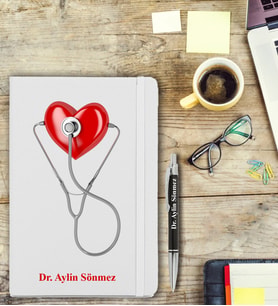 Kişiye Özel Doktor stetoskop Tasarımlı  İsme Özel Tarihsiz Ajanda ve Kalem