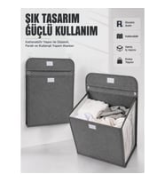 Mey İthalat® Duvara Asılabilir Katlanabilir Kirli Çamaşır Sepeti Geniş Hacimli Düzenleyici