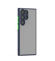 Galaxy S23 Ultra Kılıf Zore Hux Düğme ve Kapak Zıt Renk Kılıf (Lacivert)