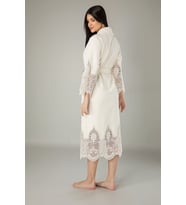 Uzun Şalyaka Dantelli Bambo Cotton  (Krem)