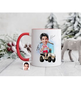 Bk Gift Kişiye Özel Golf Oyuncusu Karikatürlü Kırmızı Kupa Bardak-6, Sevgiliye Hediye, Arkadaşa Hediye