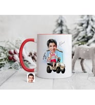 Bk Gift Kişiye Özel Golf Oyuncusu Karikatürlü Kırmızı Kupa Bardak-6, Sevgiliye Hediye, Arkadaşa Hediye