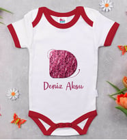 BK Kids Kişiye Özel Harfli Kırmızı Bebek Body Zıbın-4