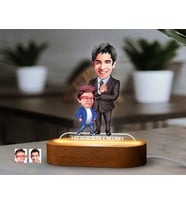 BK Gift Kişiye Özel Baba-Oğul Karikatürlü Dekoratif 3D Biblo LED Işıklı Gece Lambası-6, Babaya Hediye, Babalar Günü Hediyeleri