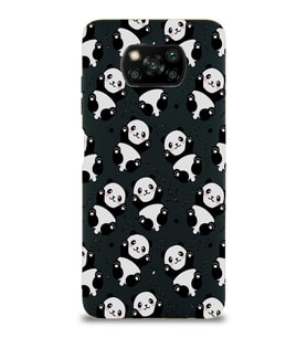 Xiaomi Poco X3 Uyumlu Lansman Kılıf Panda Tasarımlı İçi Kadife Kapak-Siyah (Şeffaf)