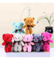 Yumoş Mini Peluş Ayıcık Anahtarlık 7'li Set  Çanta Süsü Aksesuar Tatlı Şirin Sevimli Maskot Hediyelik Renkli Oyuncak