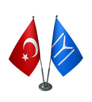 Masa Üstü Kayı Boyu Bayrağı Türk Bayrağı İkili Krom Direk Masa Bayrak Seti