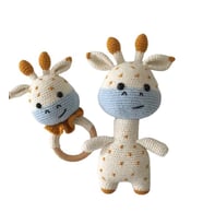 Mutlu Zürafa Uyku Arkadaşı ve Çıngırak Amigurumi Organik Oyuncak
