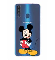 Samsung Galaxy A20s  Kapak Mickey Mouse Tasarımlı Şeffaf Silikon Kılıf