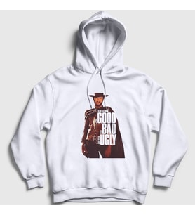 Presmono Unisex Beyaz Clint Film The Good The Bad And The Ugly Kapüşonlu Sweatshirt 252361tt