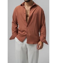 Erkek Embossed Oversize Gömlek
