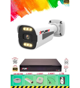 FURY 1 Kameralı 6 Warm Led Gece Renkli Görüş-Cepten İzle-Su Geçirmez Güvenlik Kamerası Seti 1TB