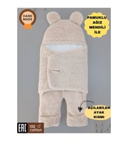 BEBEK DIŞ KUNDAK BATTANİYESİ WELSOFT EKSTRA UZUN KIŞLIK PELUŞ AYAKLARI AÇILABİLEN UYKU TULUMU 0-12ay (Vizon)