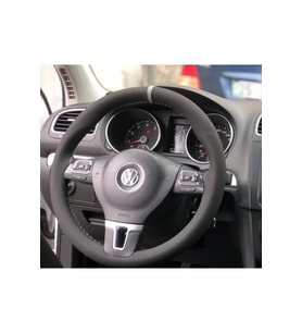 Volkswagen Golf Gri Yüzüklü Nubuk Alcantara Deri Direksiyon Kılıfı