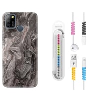 INFINIX Smart 4 5 6 Zero 8 S5 Pro Kılıf Kablo Koruma Spiral Silikon Gri Mermer 1376
