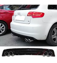 Audi A3 8P Difüzör Lüx Tip İthal Ultra Parlak Siyah Difizör