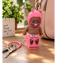Anahtarlık Işıklı Sesli Bebek Figürlü Pembe Çanta Anahtarlığı