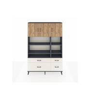 Arges Dolap 10 Raflı 4 Çekmeceli 3 Kapaklı 132x30x195 Antrasit-Çam/Aytaşı