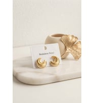 316L Çelik Gold Renk Ay Model Kadın Küpe TJ-BKP12035